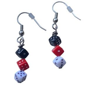Las Vegas Lucky Dice Long Pierced Earrings Woman’s Jewelry Lottery Winner Luck